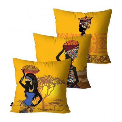 Yellow African Cushion Covers Pack of 3