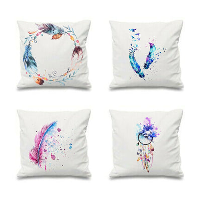 Watercolors Feathers Cushion Covers Pack of 4