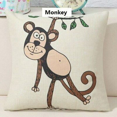 Cute Animal Cat Monkey Cushion Covers Pack 6