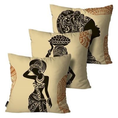 African Beige  Cushion Covers Pack of 3