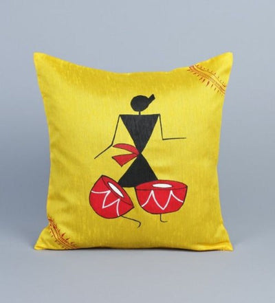 Mustard Worli Rangdesi Cushion Covers Pack 2