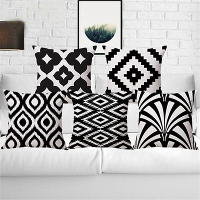 Modern Black & White Cushion Cover Pack of 5