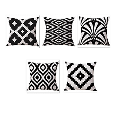 Modern Black & White Cushion Cover Pack of 5