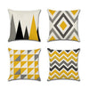 Yellow Grey Geometric Cushion Cover Pack 4