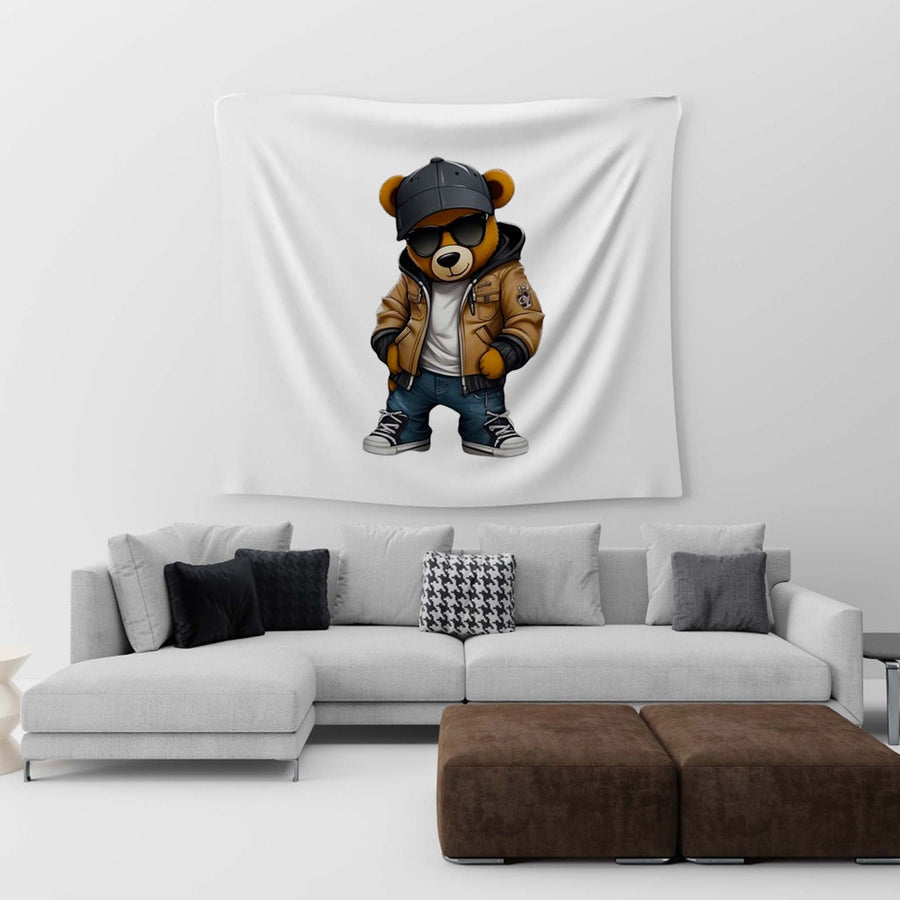 Stylish Bear Illustration Tapestry