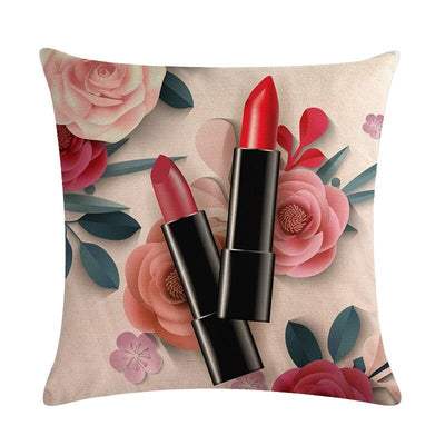 Flower Lipstick Bottle Makeup Cushion Covers Pack Of 6